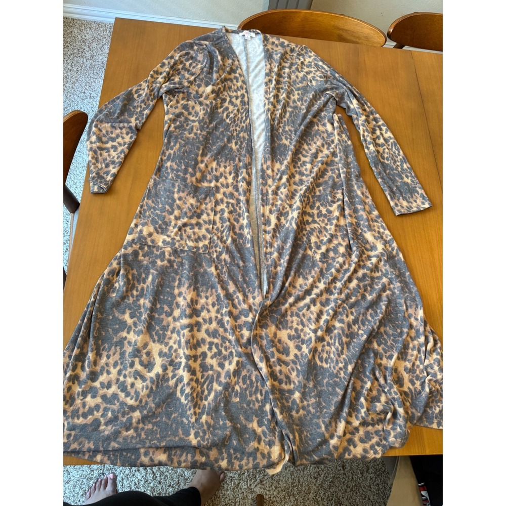 LuLaRoe Leopard Print Duster Cardigan‎ Women's Long Sleeve Open Front